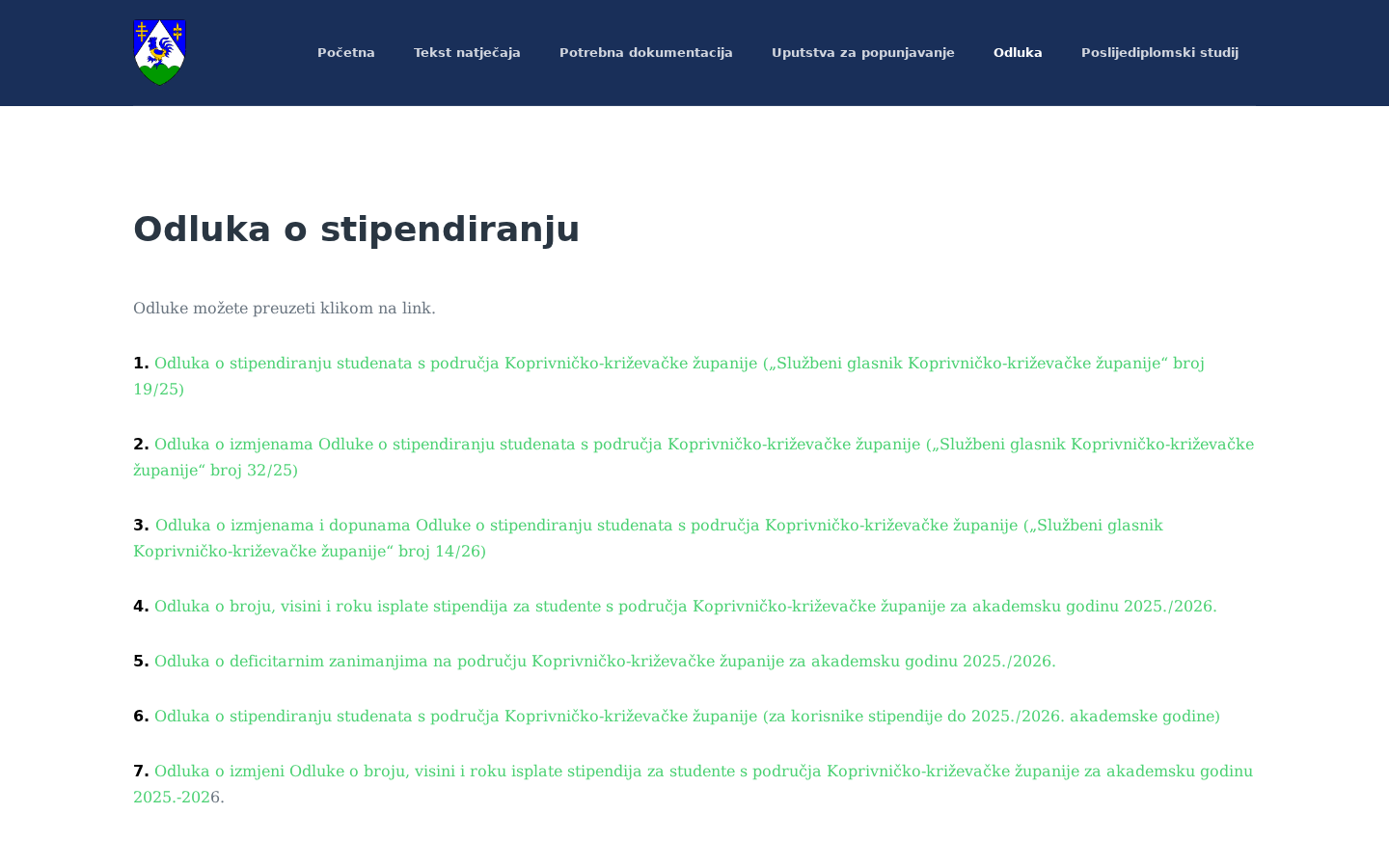 Odluka o stipendiranju