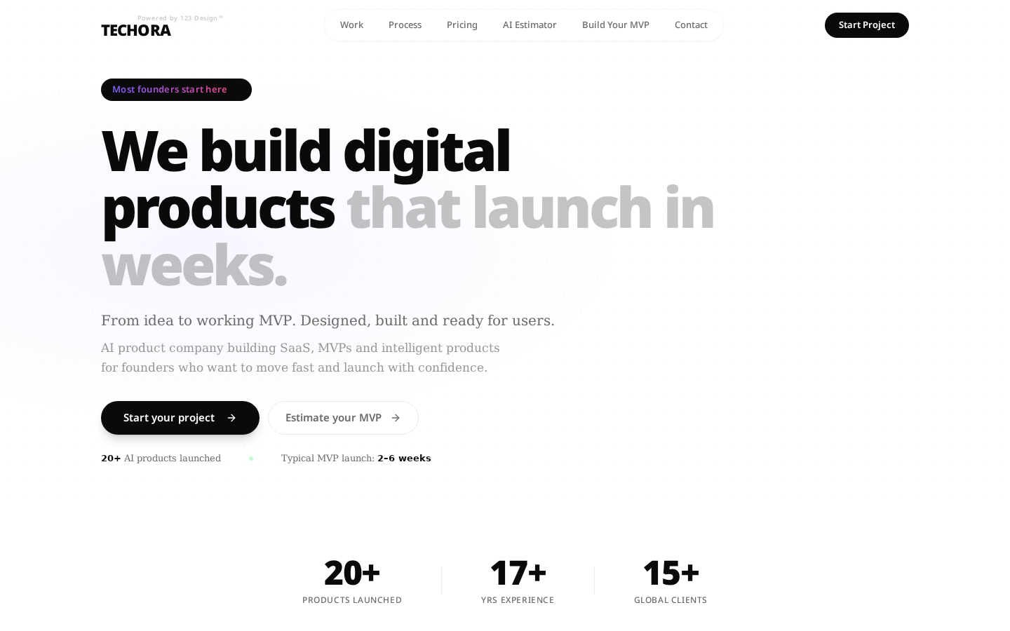 Techora AI naslovnica web aplikacije