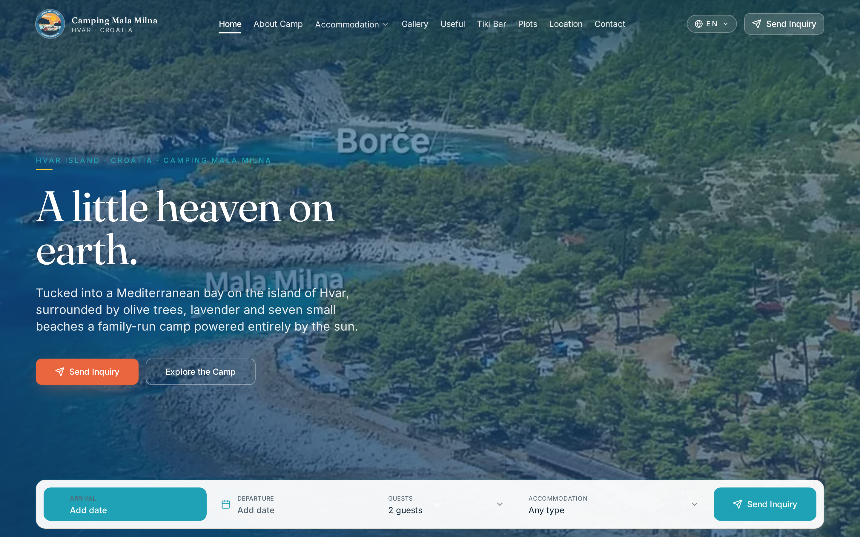 Naslovna stranica Camping Mala Milna
