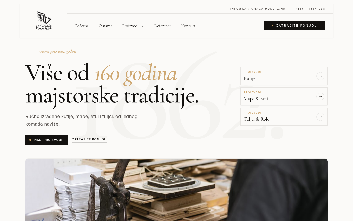 Kartonaža Hudetz: naslovnica web stranice