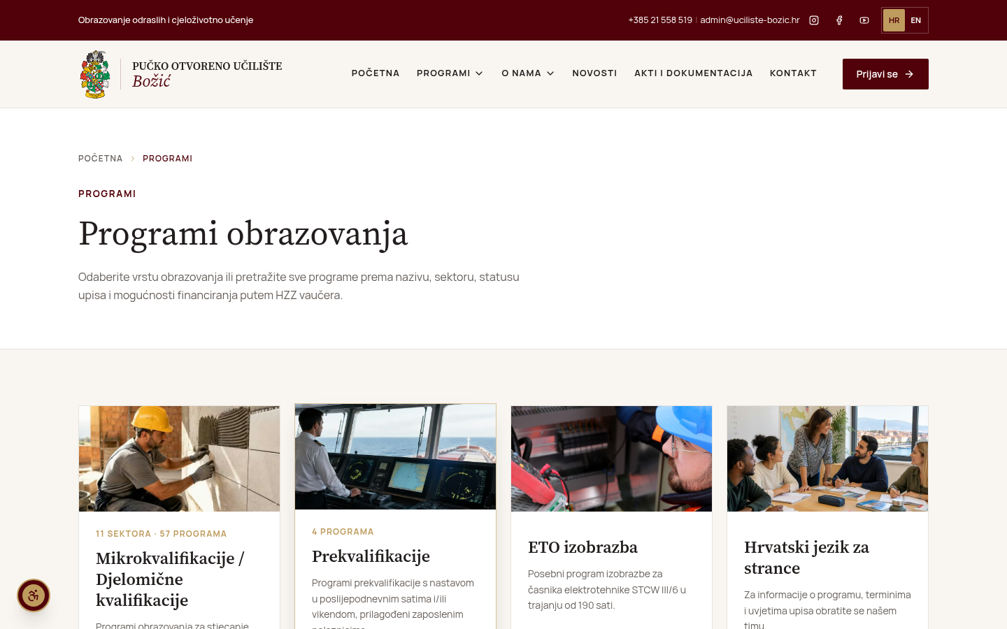 POU Božić: katalog programa obrazovanja po vrstama
