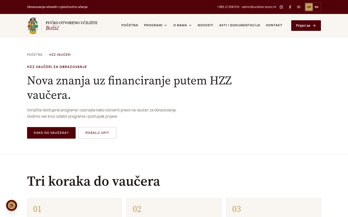 POU Božić: stranica o financiranju putem HZZ vaučera